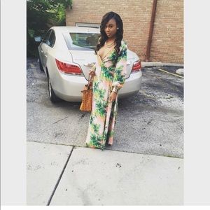 Flowered printed maxi dress